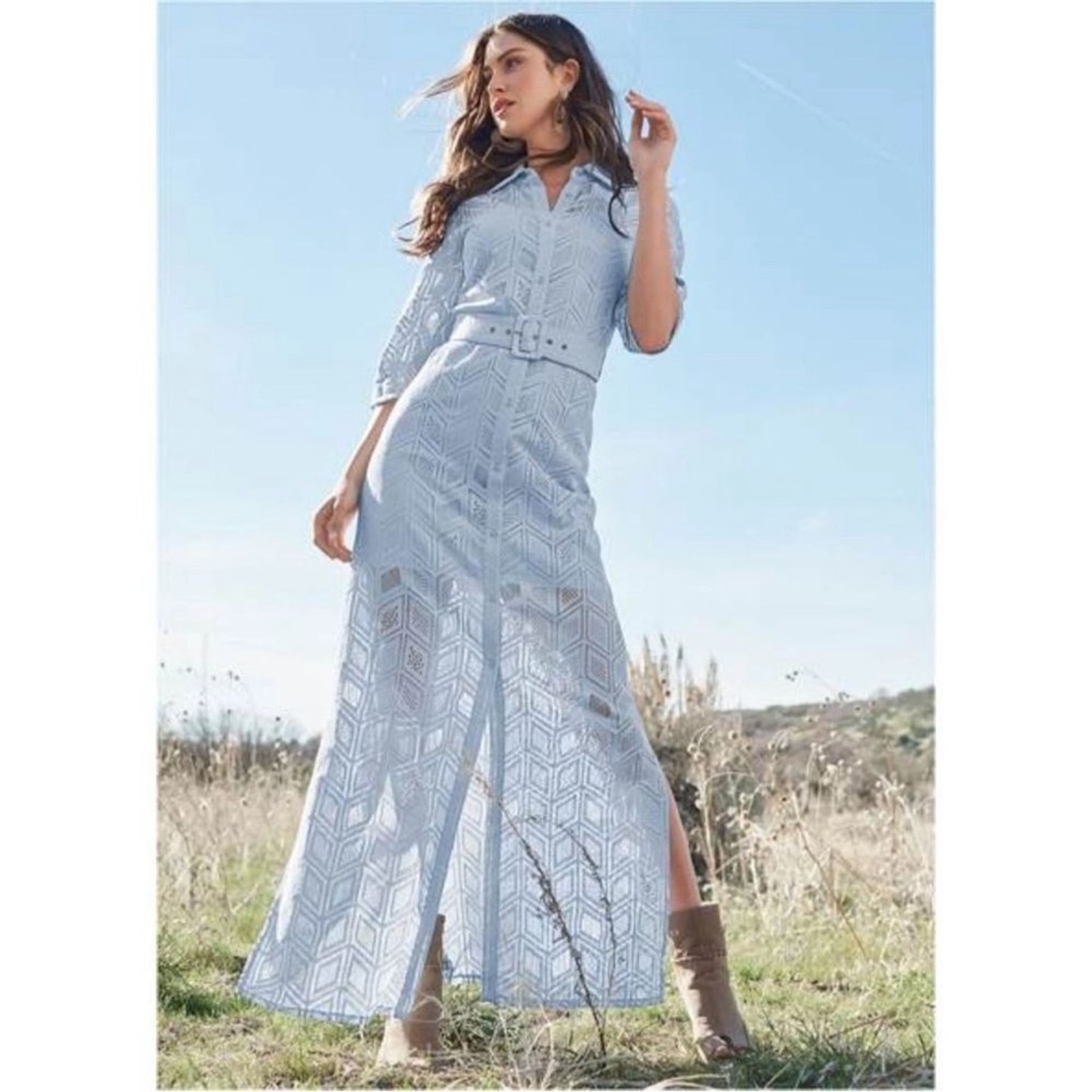 VENUS powder baby blue swim coverup dress resort wear summer belted